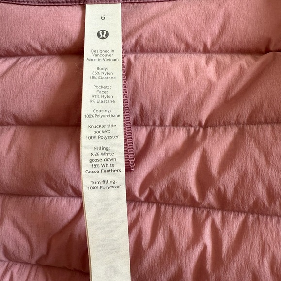NWT Lululemon Athletica Light Pink Puffer Vest Size 6 - Picture 9 of 9